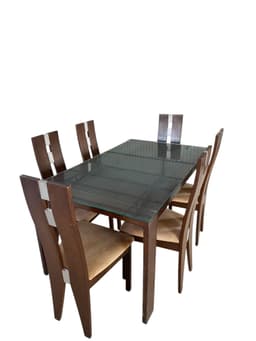6-Seater Wooden Dining Table with Glass Top image