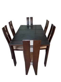 6-Seater Wooden Dining Table with Glass Top image